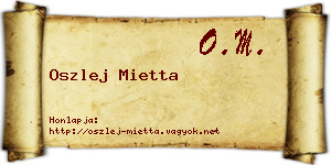 Oszlej Mietta névjegykártya